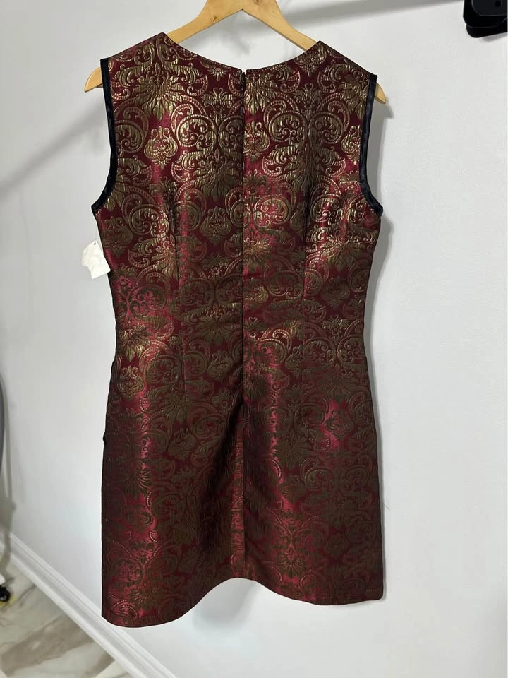 Mandala Design Red Gold Brocade Sleeveless Dress M/L - photo 2