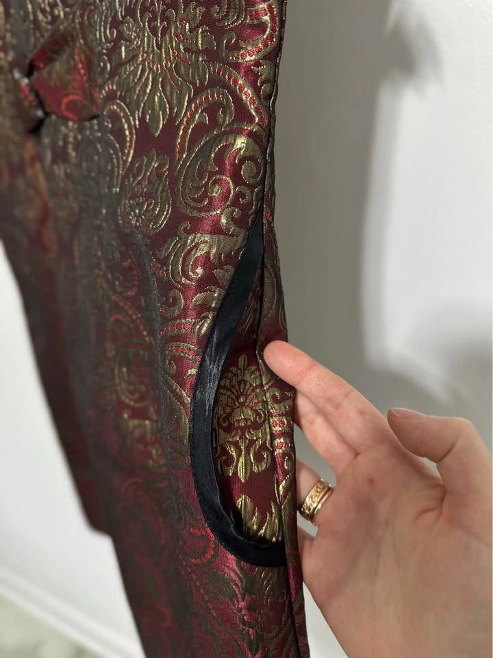 Mandala Design Red Gold Brocade Sleeveless Dress M/L - photo 4