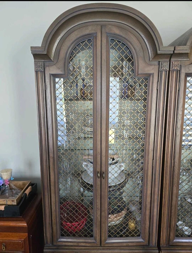 Vintage Wooden China Cabinets with Glass Doors - photo 2