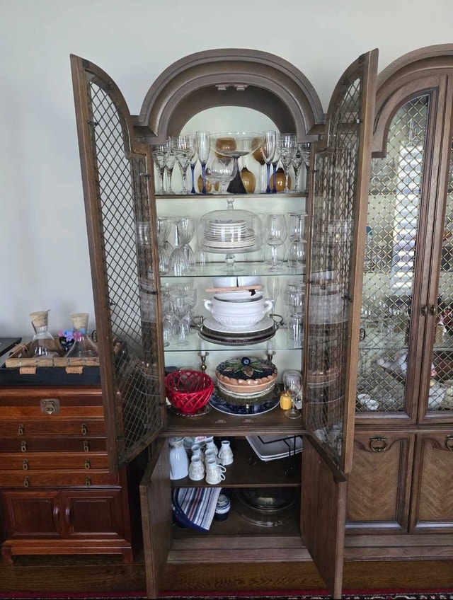 Vintage Wooden China Cabinets with Glass Doors - photo 4