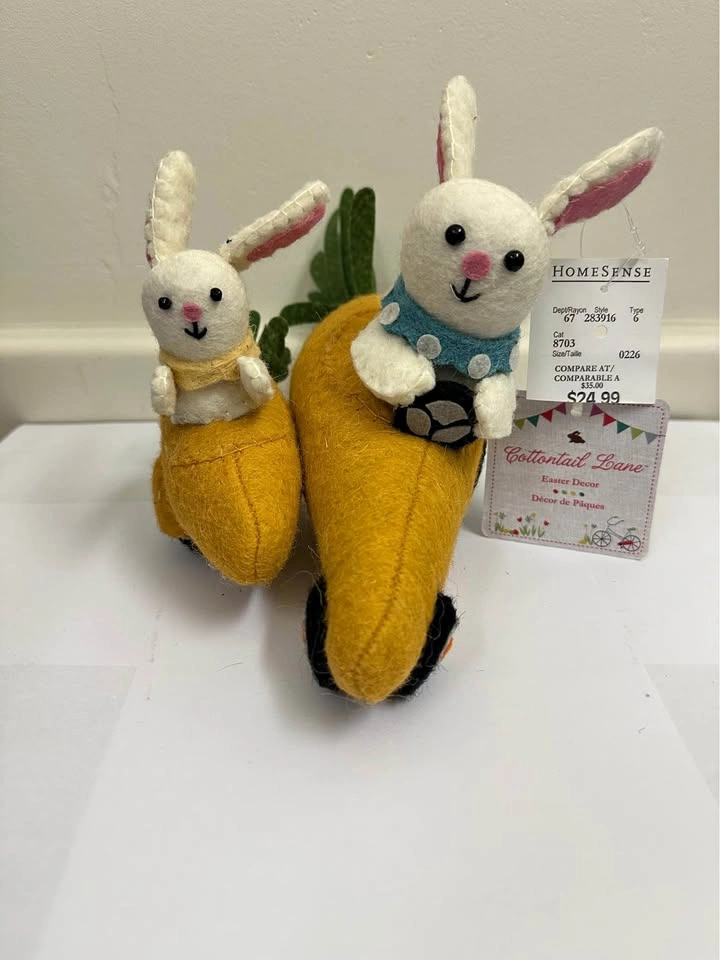 Cottontail Lane Felt Bunnies on Carrots Easter Decor