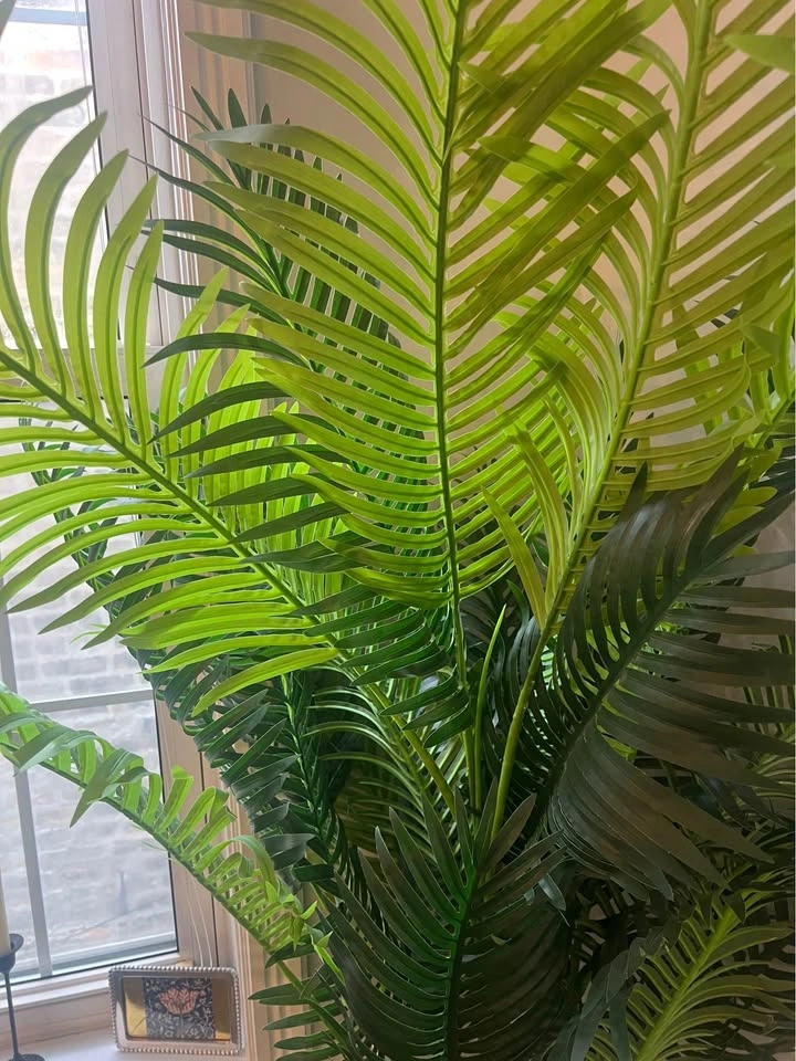 Tall Fake House Plant & Gold Metal Planter - photo 3