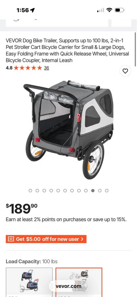 VEVOR 2-in-1 Dog Bike Trailer Pet Stroller - photo 2