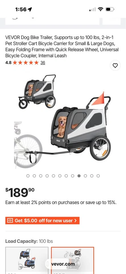 VEVOR 2-in-1 Dog Bike Trailer Pet Stroller - photo 3