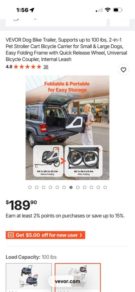 VEVOR 2-in-1 Dog Bike Trailer Pet Stroller - photo 4
