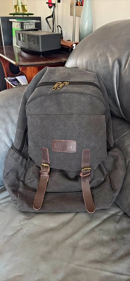 Heavy Duty World Famous Canvas Backpack with Faux Leather Straps