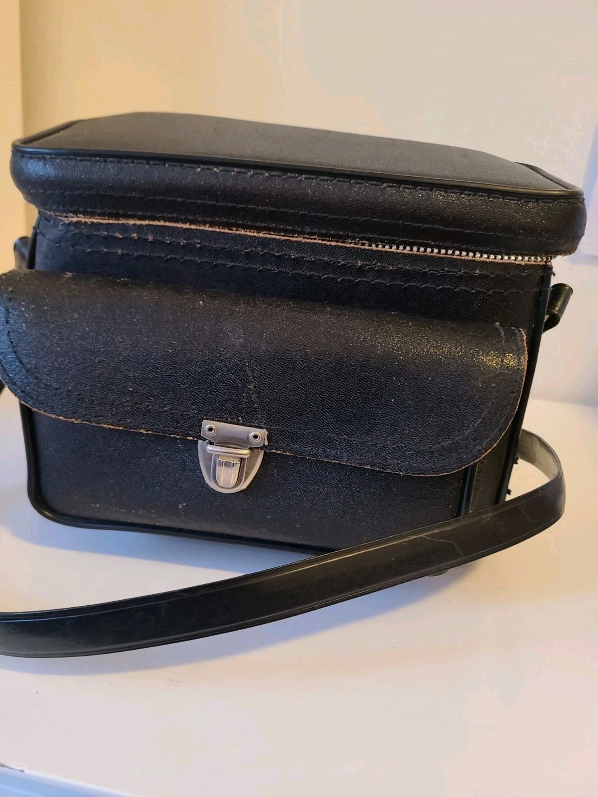 Vintage Black Leatherette "The Kam’ra Bag" Camera Case with Stra