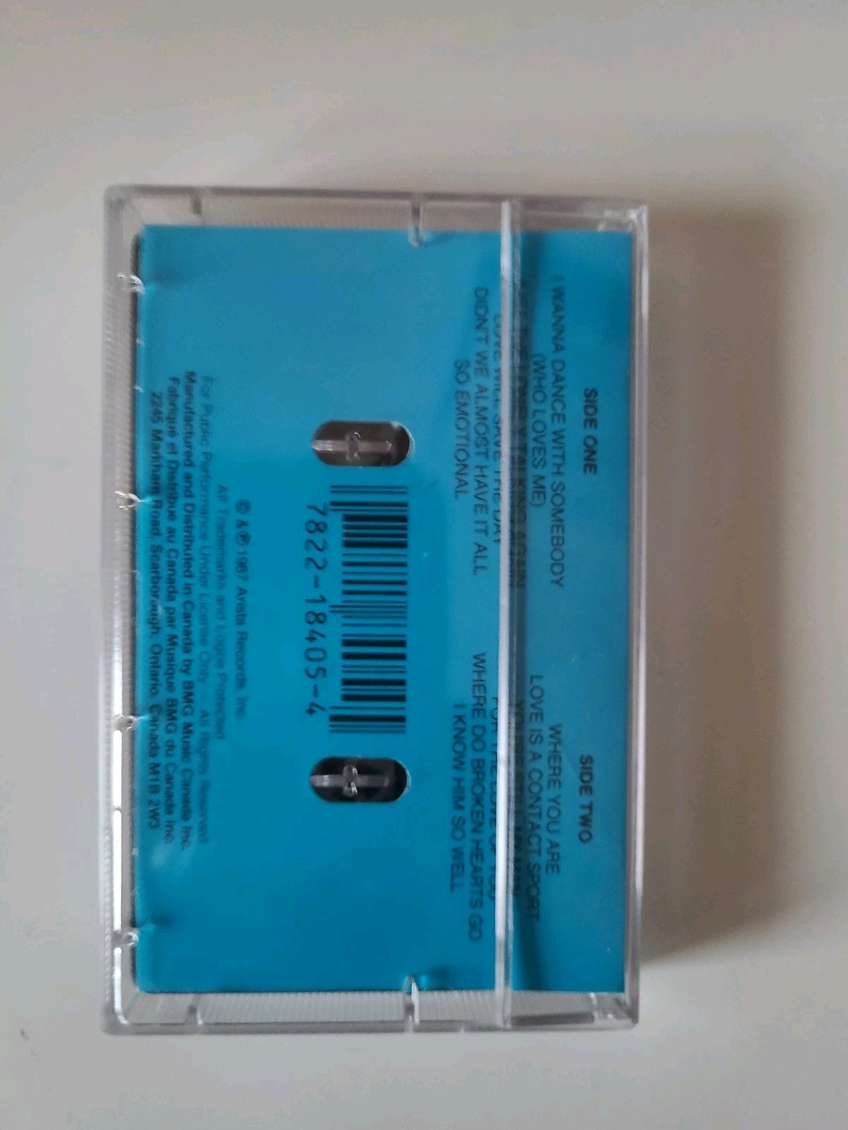 Whitney Houston Self-Titled Cassette Tape 1987 Arista Records - photo 2