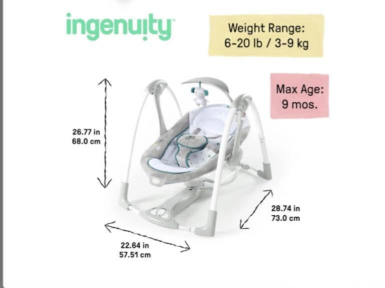 2-IN-1 COMPACT PORTABLE PLUG BABY SWING INGUENITY - photo 2