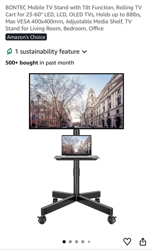 BONTEC Mobile TV / Monitor Stand with Wheels – Excellent Conditi - photo 4