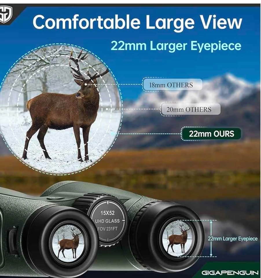 HD 15x52 High Power Binoculars for Adults - photo 4