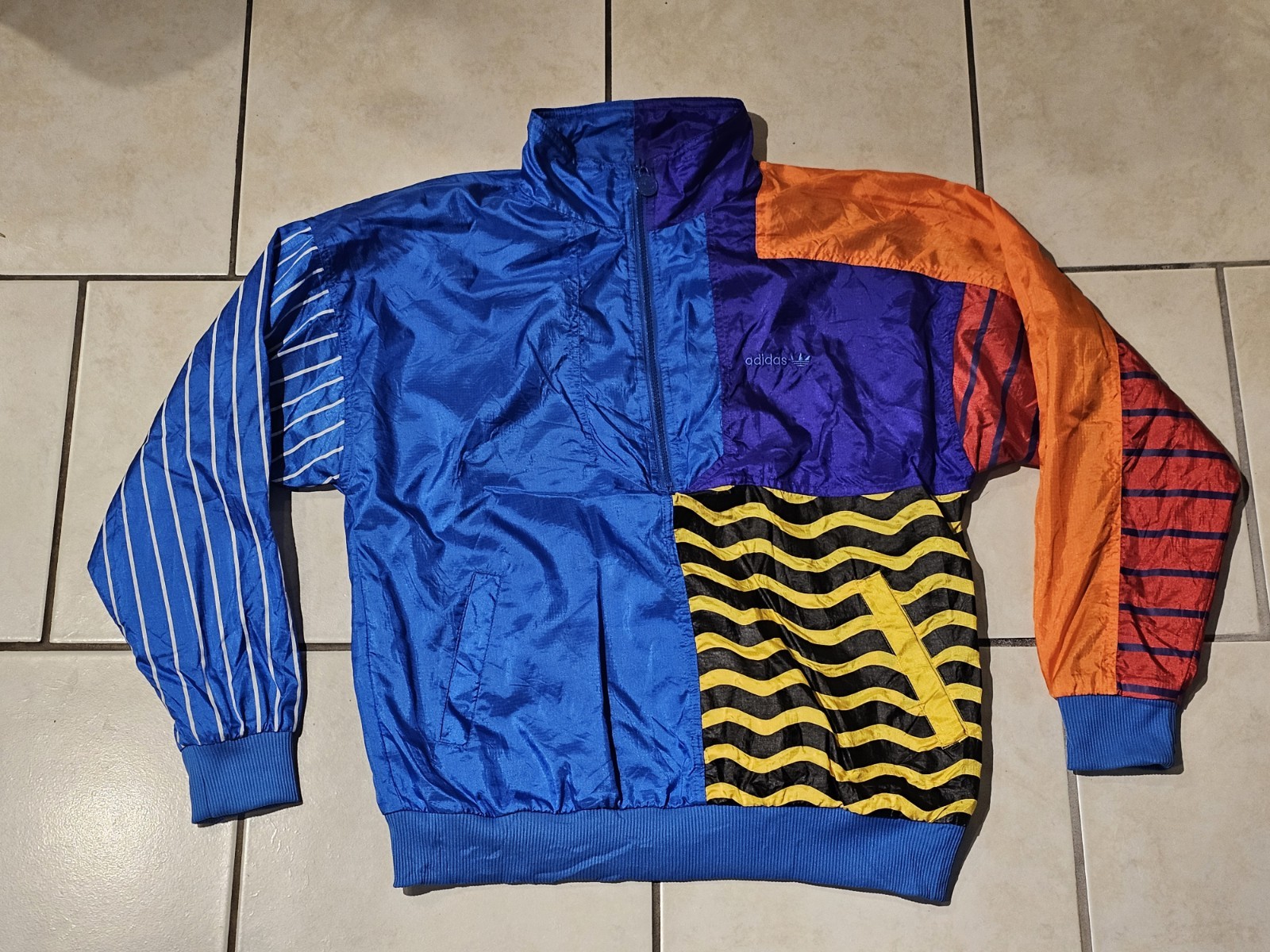 Vintage 80s 90s Adidas Half Zip Nylon Hip Hop Rap Jacket M