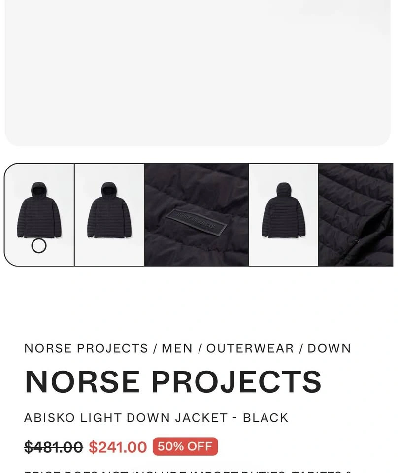 Men's Norse Projects Pullover Quarter Zip Down Jacket L - photo 2