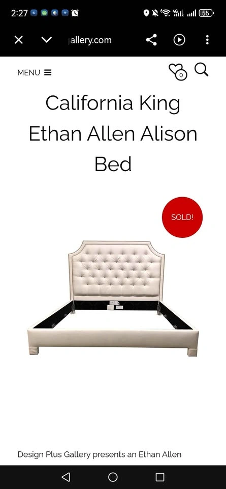 Ethan Allen California King Bed with Spring Boxes