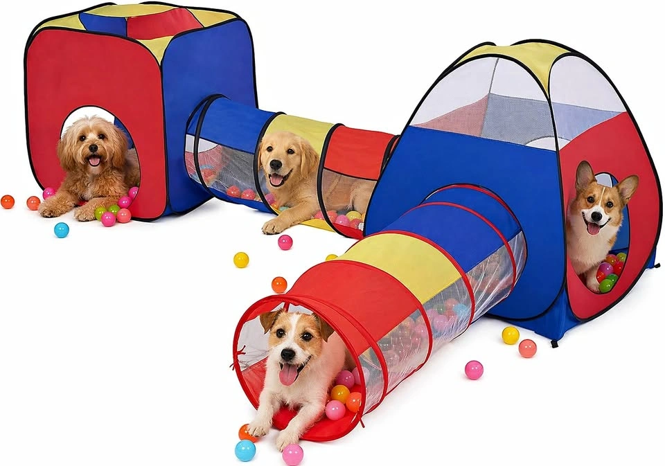 NEW 4-in-1 Pet Play Tunnel & Tent with Ball Pit – Indoor/Outdoor
