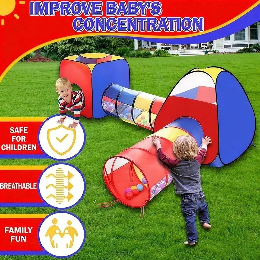 4-in-1 Kids Play Tent with Tunnel & Ball Pit - photo 5