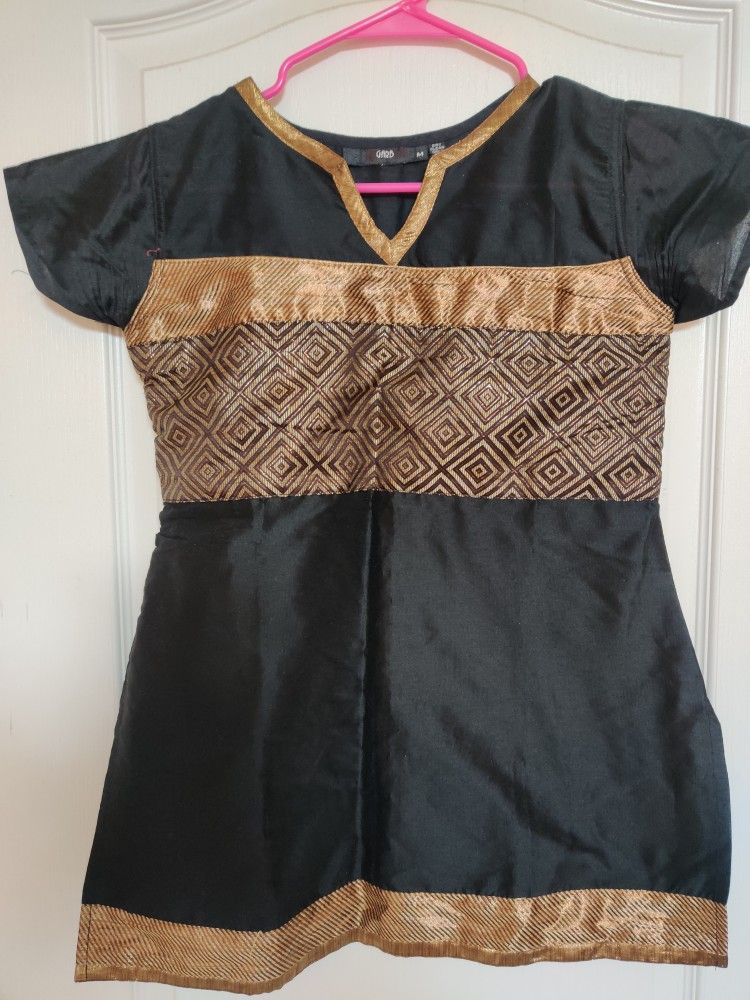 Stylish Black & Gold Tunic Top by GARB - Size M