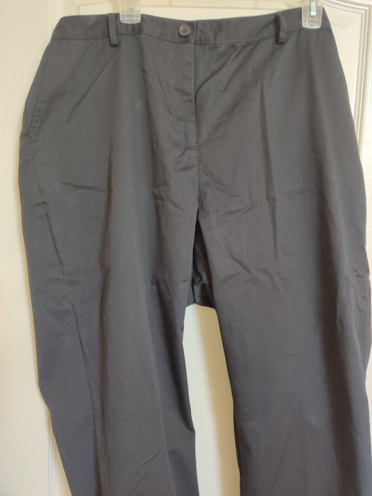 New Lands' End Women's Black High-Rise Straight-Leg Trousers w/ - photo 2
