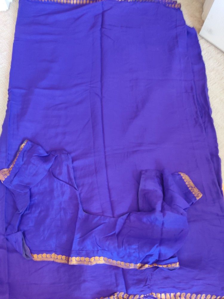 Exquisite Royal Blue Saree with Gold Zari Border