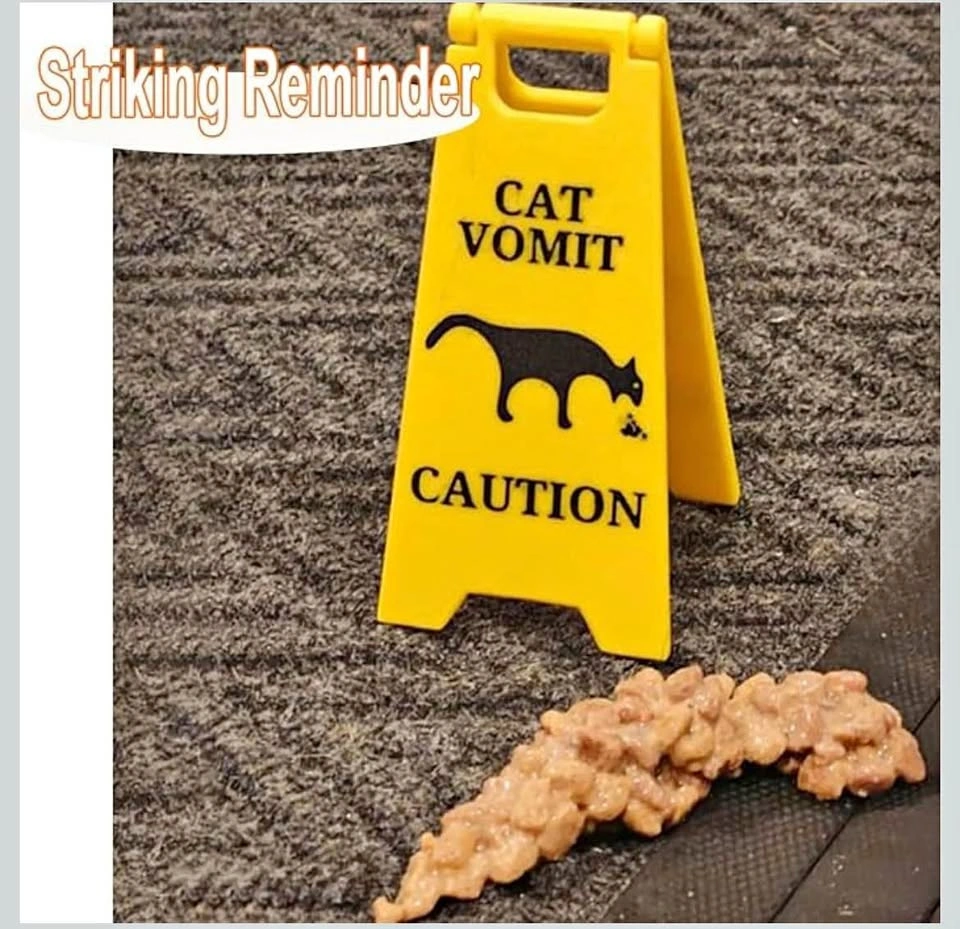 New Cat Vomit Sign, Cat Dog Vomit Warning Sign, 3pcs