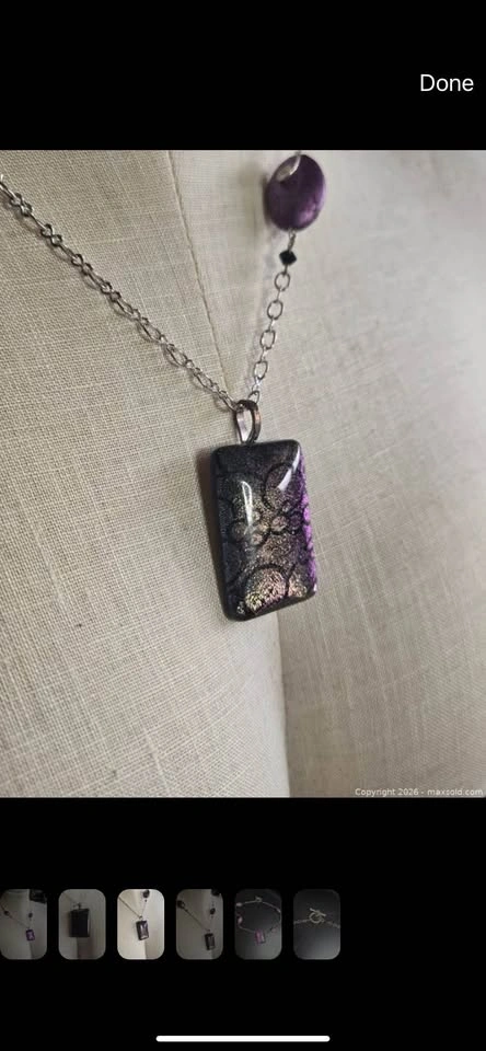 Purple Glass Pendant Necklace – Unique Statement Piece - photo 2