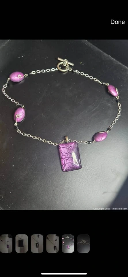 Purple Glass Pendant Necklace – Unique Statement Piece - photo 3