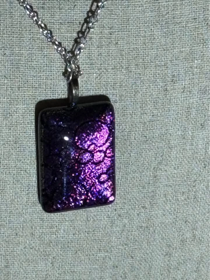 Purple Glass Pendant Necklace – Unique Statement Piece - photo 5