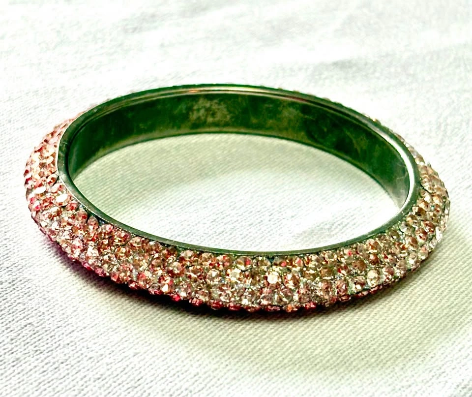Pink Rhinestone Bracelet & Brooch Set Gift Box Costume Jewelry - photo 3