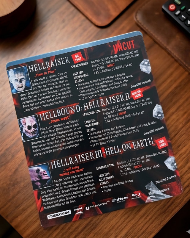 Hellraiser I-III Blu-ray Steelbook Region B - photo 2
