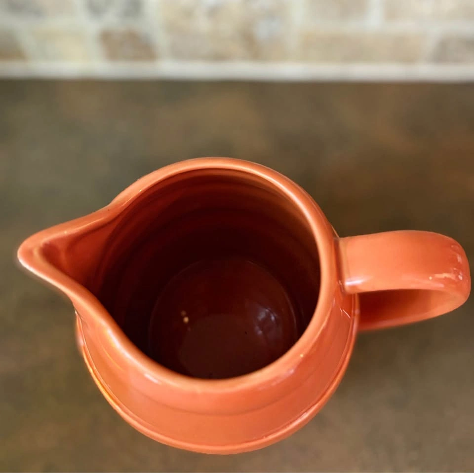 Vintage Orange Ceramic Pitcher Small Water Juice Jug Retro Mid C - photo 3