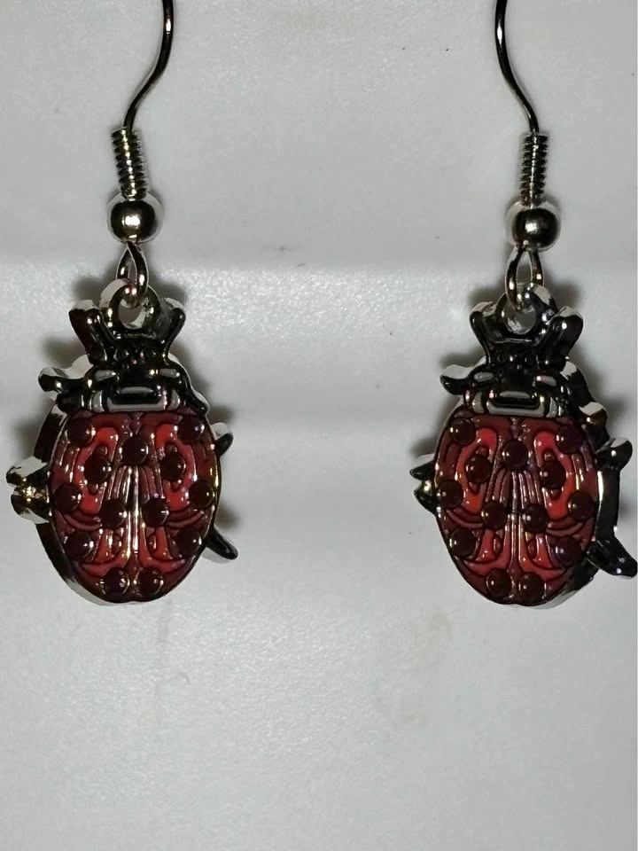 🐞 Cute Ladybug Dangle Earrings – Nature Inspired 🌿