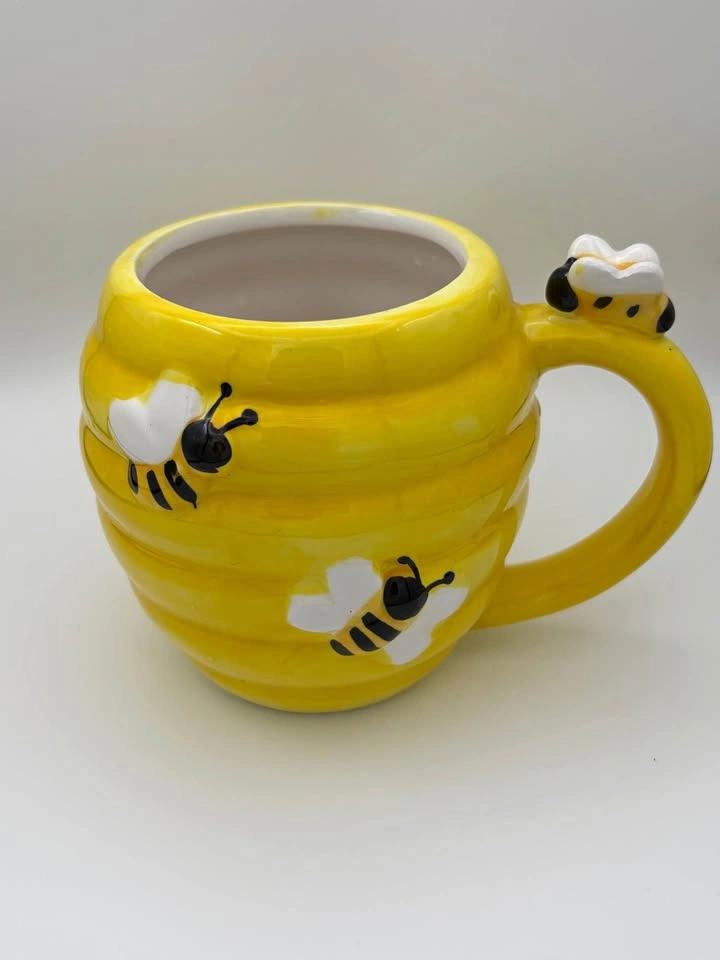 Cute Bumble Bee Mug Yellow Honeycomb Coffee Cup Ceramic Bee Mug