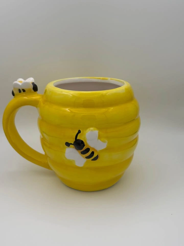 Cute Bumble Bee Mug Yellow Honeycomb Coffee Cup Ceramic Bee Mug - photo 2