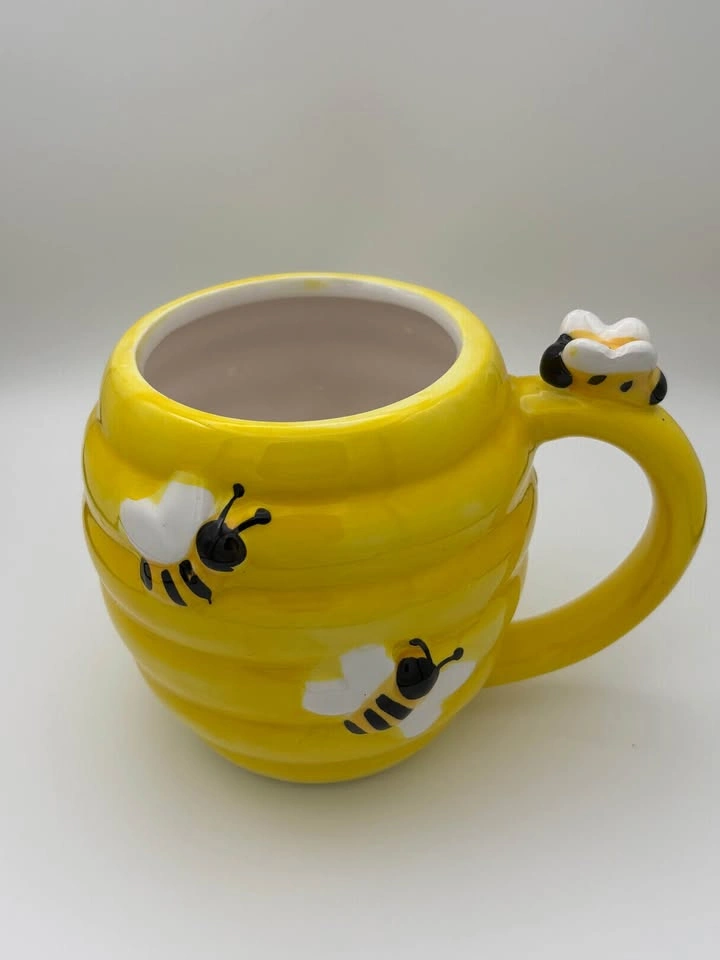 Cute Bumble Bee Mug Yellow Honeycomb Coffee Cup Ceramic Bee Mug - photo 3