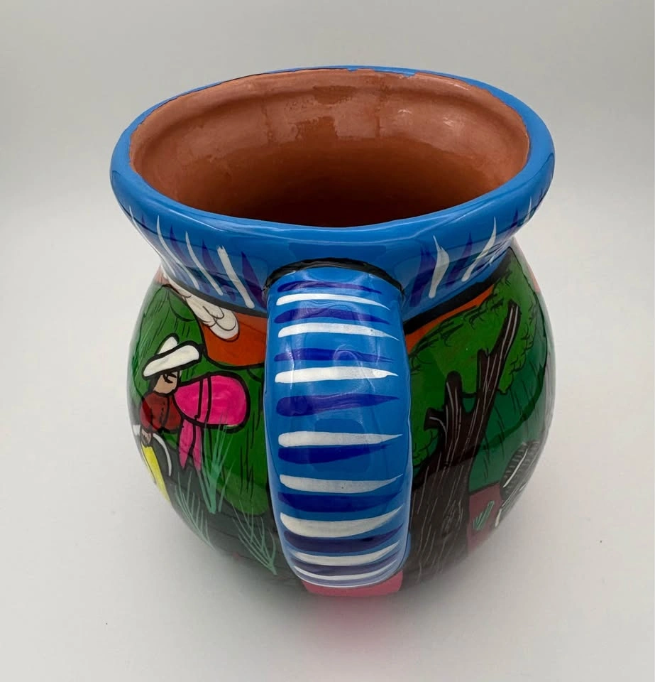Hand Painted Mexican Folk Art Mug Colorful Ceramic Cup - photo 4