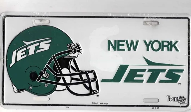 New York Jets Helmet Logo License Plate - NEW - 1993 NOS NFL thumbnail