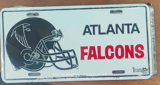 Atlanta Falcons Helmet Logo License Plate - NEW - 1993 NOS NFL thumbnail