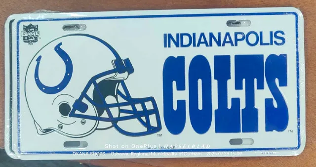 Indianapolis Colts Helmet Logo License Plate - NEW - 1993 NFL thumbnail