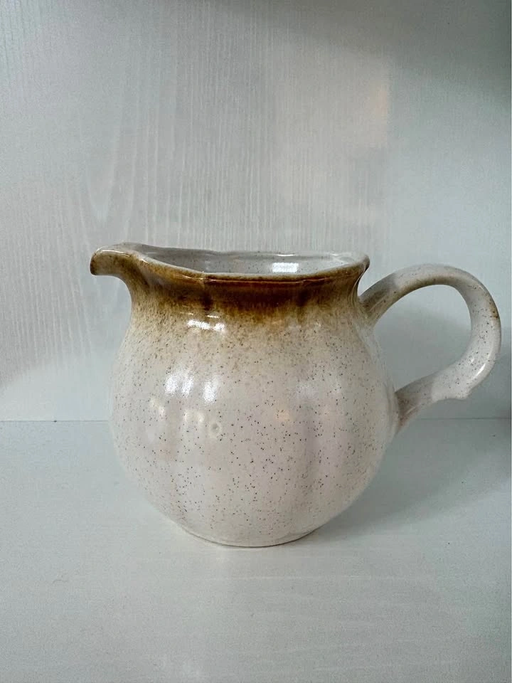 Vintage Provincial Japan Stoneware Creamer Rustic Speckled Glaze