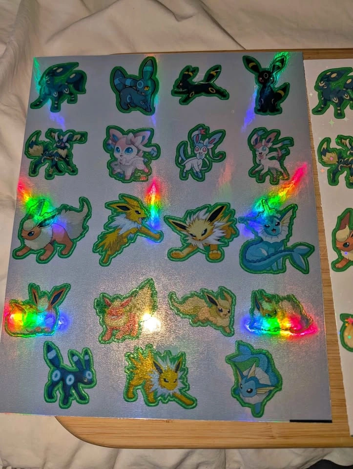 Eevee Evolution Pokemon Waterproof Sticker Sheets