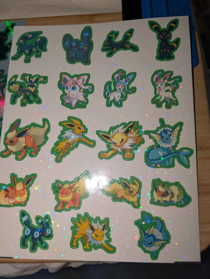 Eevee Evolution Pokemon Waterproof Sticker Sheets - photo 2