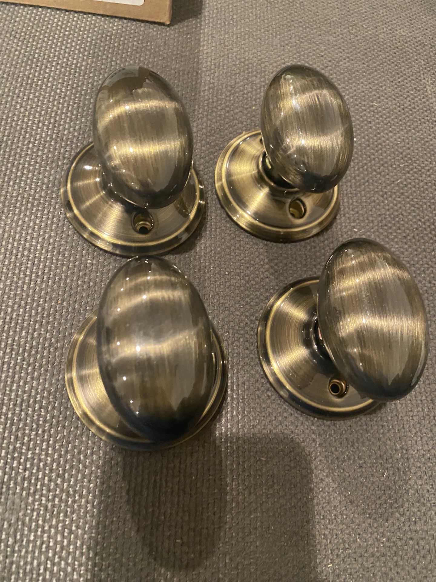 Antique Brass Oval Door Handles - Non-Turning