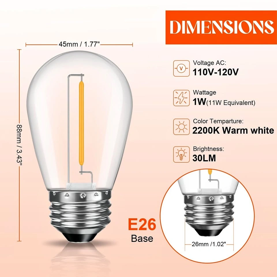 Shatterproof E26 LED Light Bulbs Warm White