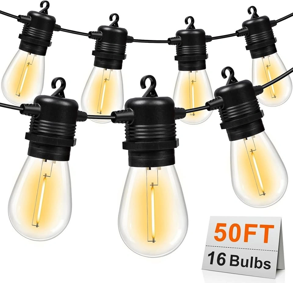 50FT Outdoor LED String Lights 17 S14 Bulbs