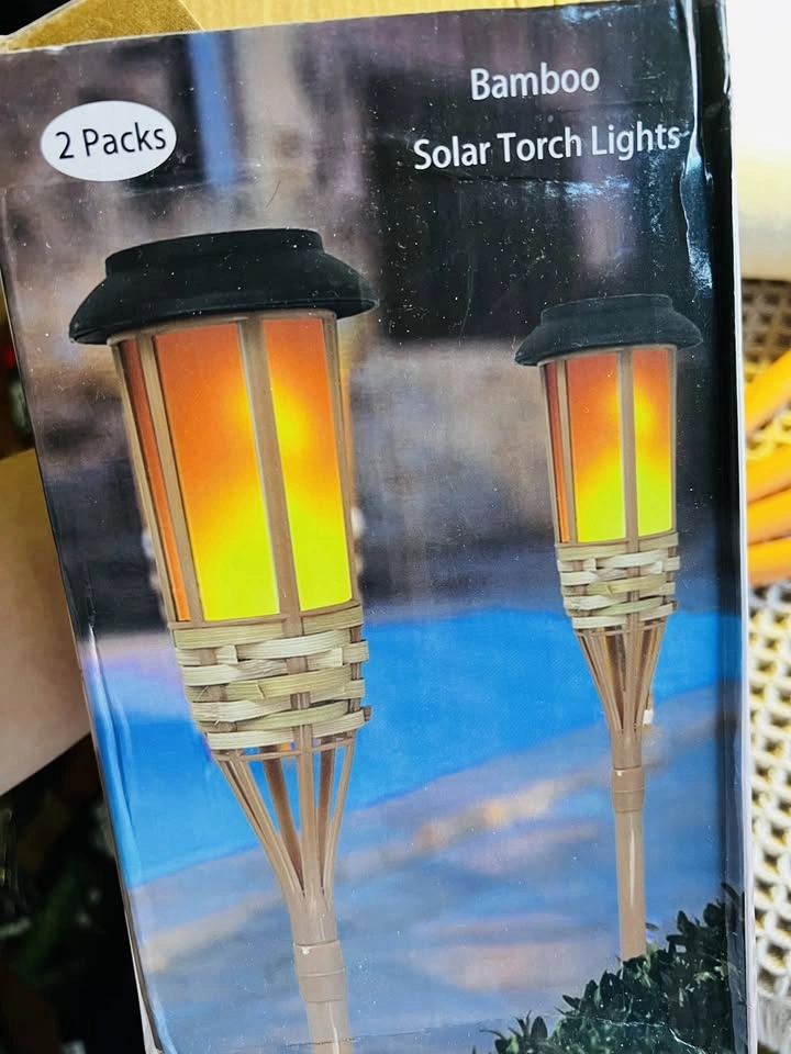 Solar Torch Lights - Bamboo Look - 2 Pack - photo 2