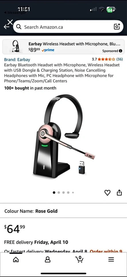 Wireless Bluetooth Headset with Mic - $20