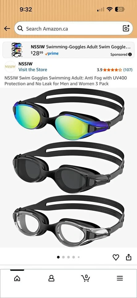 🏊‍♂️ 3-Pack Swimming Goggles (NSSIW) – $10🏊‍♀️