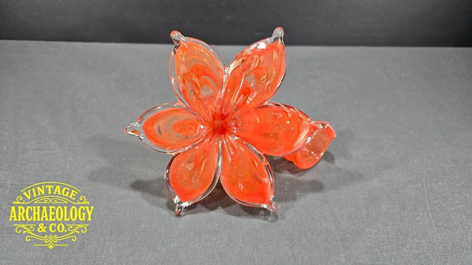 Hand-Blown Art Glass Flower Sculpture (Murano Style)