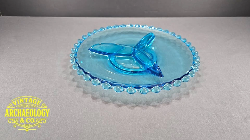 BOHEMIAN CZECH GLASS DIVIDED RELISH DISH IN CANDLEWICK PATTERN