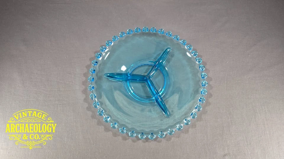 BOHEMIAN CZECH GLASS DIVIDED RELISH DISH IN CANDLEWICK PATTERN - photo 3